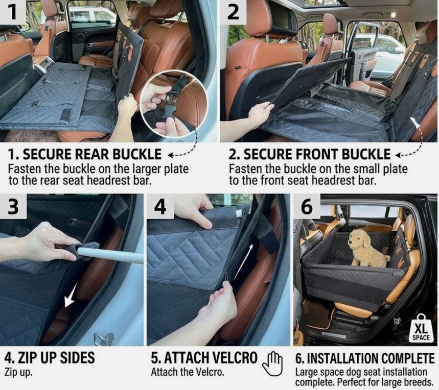 Hard-Bottom Single Dog Car Seat Cover - 50% OFF Today